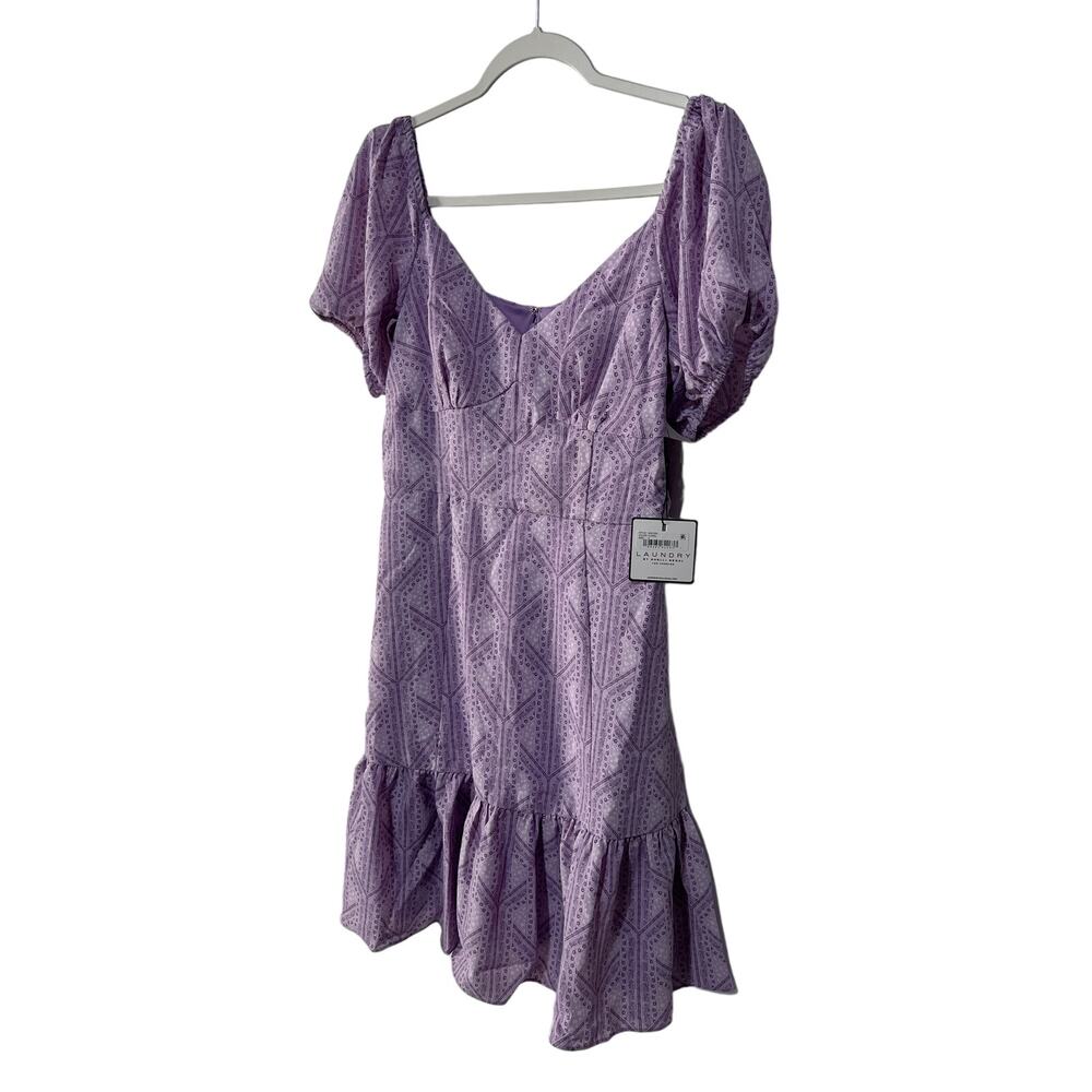 Laundry Womens 4 Purple Floral Ruffle Puff Sleeve Mini Dress Swiftie Lover era - Picture 9 of 11